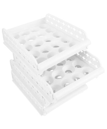 SHOWERORO White Stand Box 30 White Shelf Eggs Egg Stacker for Counter Refrigerator Crisper Organizer Egg Rack Tray Storage As Shown 28*21.5*28