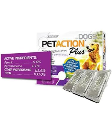 PetAction Plus for Dogs 45-88 lbs - 3 Doses (0.091 fl oz each) - Effective Flea & Tick Treatment - Buy Online on GoSupps.com