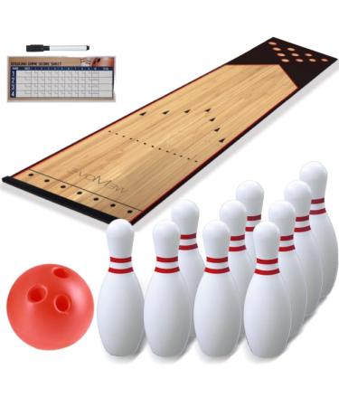 Mini Kids Bowling Set  Bowling Pins & Ball Game Set  Full Bowling Alley Games Toys & Score Cardfor Kid Age 5+ & Adult  Home Indoor Outdoor Backyard Lawn Yard (10 Pins, 1 Ball, 1 Lane Mat)