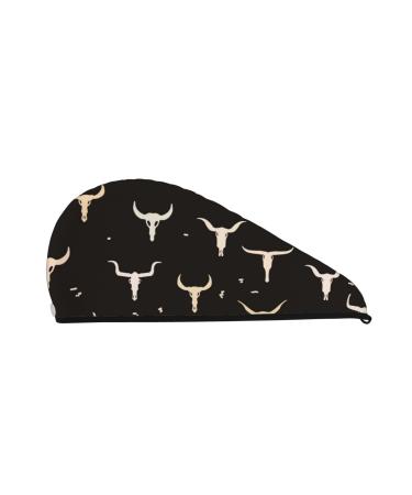 Cow Skulls Microfiber Hair Towel Soft Super Absorbent Hair Towel Wrap for Women Coral Velvet Quick Dry Hair Cap for Long Curly and Thick Hair