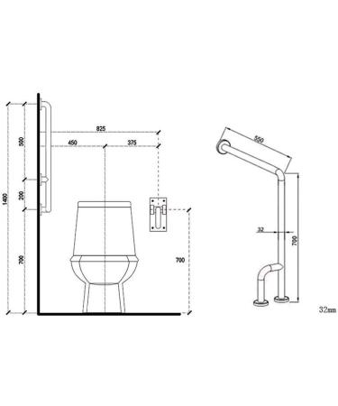 Anti-Slip Handrail Toilet Grab Handle Grab Bar Wall to Floor Grab Bar with Outrigger toilet Balance Handrail Bathroom Safety Railing - Buy Online on GoSupps.com