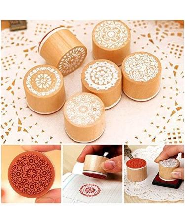 Fciqven 12Pcs Floral Pattern Wooden Rubber Stamps - Perfect for Scrapbooking and DIY Craft Cards - Buy Online on GoSupps.com