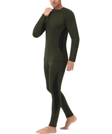 Roadbox Men's Thermal Underwear Set - Breathable Soft & Warm Ski Clothing - Flexible Thermoactive Winter Gear in Green - Perfect for Cold Weather - Buy Online on GoSupps.com