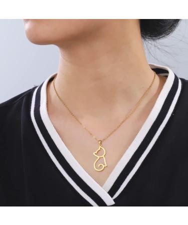 TEAMER Stainless Steel Pet Pendant Necklace - Cute Dog Cat Horse & Fox Jewelry for Women - Silver Chain - Buy Online on GoSupps.com