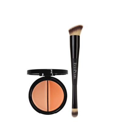 EVE PEARL Dual Salmon Concealer And 202 Concealer Blender Brush Full Coverage Under Brighten Eye Pro Concealer Brush Set Makeup Kit (Tan)