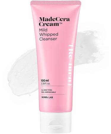 SKINRxLAB Made Cera Cream Mild Whipped Cleanser 100ml (3.38 fl.oz.) - Hydrating and Trouble Soothing Facial Cleansing Foam with Cica and Aloe Extracts for Pore Clarifying Cleanser for Sensitive Skin