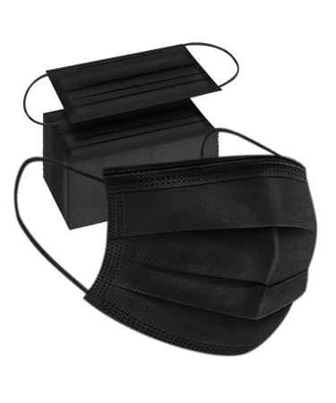 100PCS Black Disposable 3-Ply Face Masks - Non-Medical Protection & Comfort - Buy Online on GoSupps.com