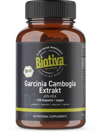 Garcinia Cambogia extract organic high -dose 120 capsules - 2 monthly dose - vegan - malabar tamarind - manufactured and controlled in Germany - Biotiva - Buy Online on GoSupps.com