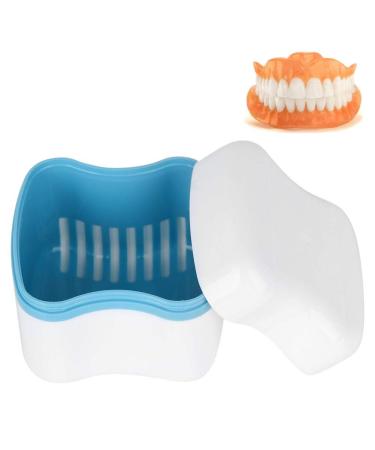 Denture Bath Case for False Teeth Storage | Travel Holder & Net Container | Retainer Cleaning - Light Blue - Buy Online on GoSupps.com
