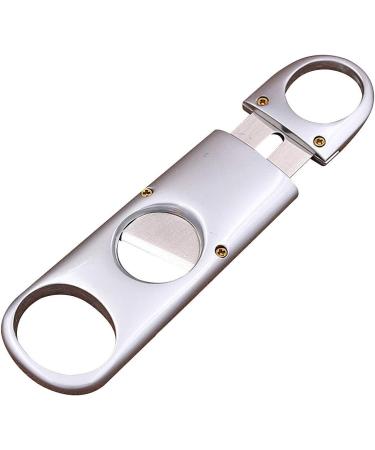 amropi Stainless Steel Cigar Cutter Silver Guillotine Double Blades in Gift Pouch 1 Pack (Silver x 1) - Buy Online on GoSupps.com