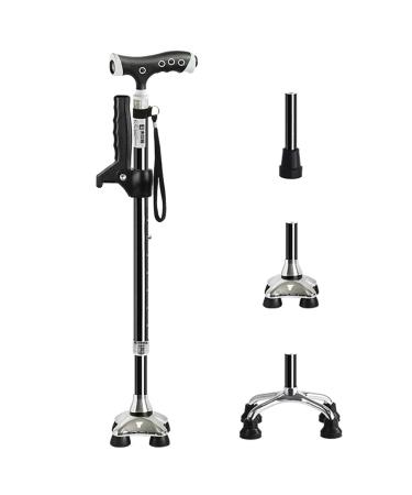 Thickened Aluminum Alloy Walking Sticks Lightweight and Auxiliary Handle Lightweight Walking Sticks 10-Level Adjustable Walking Sticks for Arthritis and Elderly Black Journey