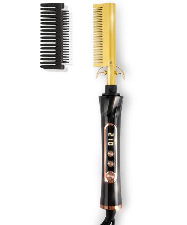 Ten-Tatent Hot Comb Hair Straightener - Portable Anti-Scald Electric Straightening Brush with Ceramic LCD Display - Buy Online on GoSupps.com