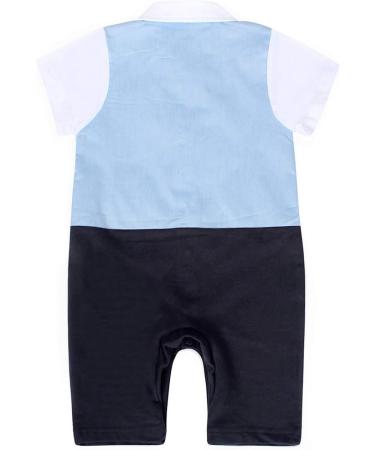 AmzBarley Baby Boys Gentleman's Tuxedo Romper Suit Blue | Long/Short Sleeve Dress Shirt Pants Vest Bowtie | Birthday Party Outfit | 3-6 Months - Buy Online on GoSupps.com