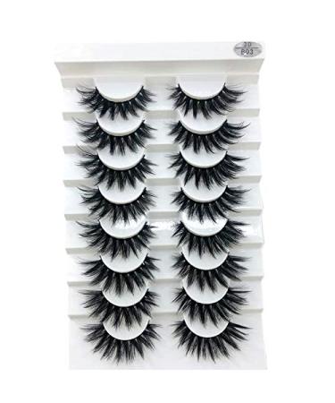 HBZGTLAD 3D Mink Eyelashes â€“ 8 Pairs Long Natural False Lashes for Stunning Makeup (B03) - Buy Online on GoSupps.com