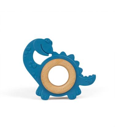 Gr npecht organic bites made of natural rubber with wooden ring dental aid & toys massages gums BPA freely promotes fine motor skills dinosaurs blue (688-00)