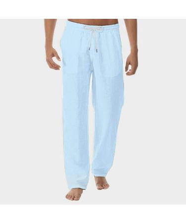 Men's Wide Pants - Summer Style Cotton Linen - 3XL Blue Men's Pants - International Shipping - Buy Online on GoSupps.com