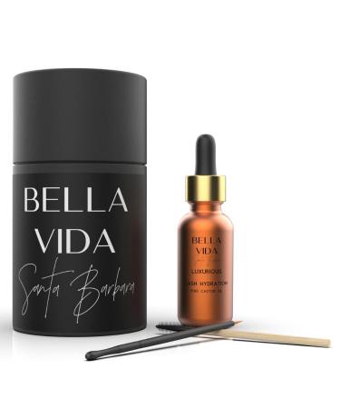 BELLA VIDA Santa Barbara Luxurious Lash Growth Pure Castor Oil  Brow Growth Serum  with bamboo and silicone spoolie and eyeliner brush. Natural  Vegan for eyelashes and eyebrows