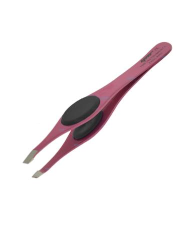 YNR England Pro Eyebrow Grip Tweezers Hair Tweezers Eyebrows Rubber Grip Comfort (Pink & Blue)