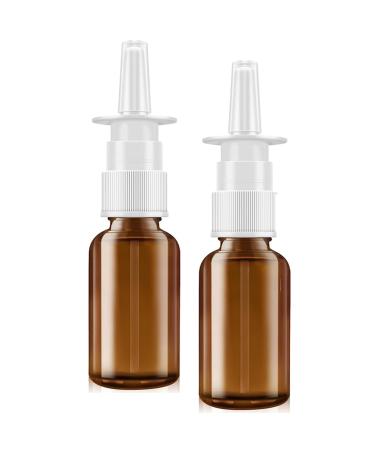 VIGOR PATH Amber Glass 1 oz Nasal Sprayer - Empty Refillable Travel-Sized Solution for Saline Applications - Quality Glass Construction! (2-Pack)