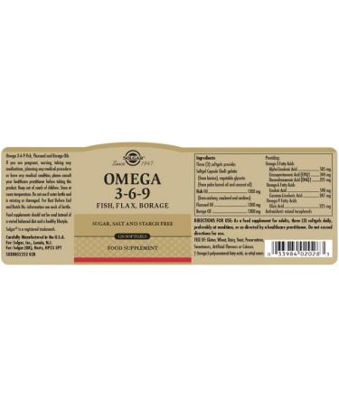 Solgar Omega 3-6-9 1300 mg â€“ 120 Softgels | High-Quality Omega Oils for Heart & Joint Support - Buy Online on GoSupps.com
