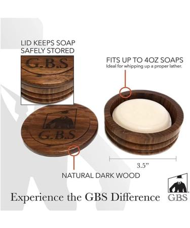 G.B.S Dark Wood Shaving Soap Bowl with Lid, Natural Shaving Soap and Sandalwood Pre-Shave Oil Set - Buy Online on GoSupps.com