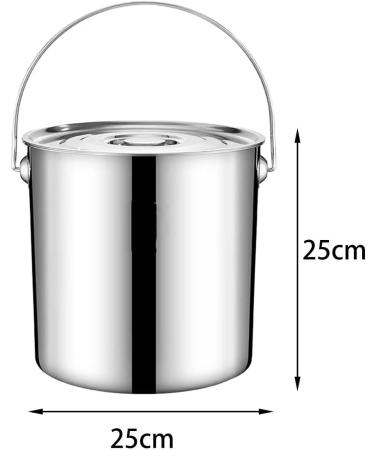 Stainless Steel Bucket 6L/12L/20L Kitchen Stainless Steel Bin with Lids and Handle Water Bucket (Color : Silver 25cm) - Buy Online on GoSupps.com