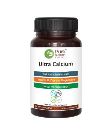 Pure Nutrition Ultra Calcium Citrate 1000mg Highly absorbable Calcium Supplement with Calcium Citrate Malate  Vitamin D  Zinc and Magnesium - 1 Tablet Daily (90 Veg Tabs) Non-GMO | Gluten-Free