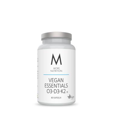 MORE NUTRITION Vegan Essentials O3-D3-K2 80 Algae Oil Capsules (Starch) Omega 3 80 Capsules - Vegan