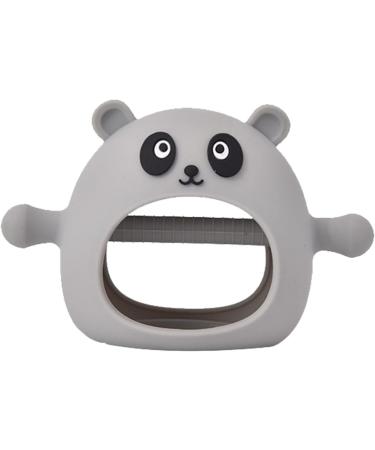 Likthione 2-in-1 Silicone Baby Teething Toy for 0-6 Months - Grey, Dual Language Education - Dust Proof Chew Toy and Soothing Pacifier - Buy Online on GoSupps.com