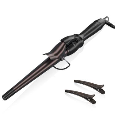 Hair Curling Wand 1-1/2" Tapered Curling Iron Ceramic Hair Curler with Adjustable Temperature Instant Heating Hair Curler Auto Shut Off with 2 Clips