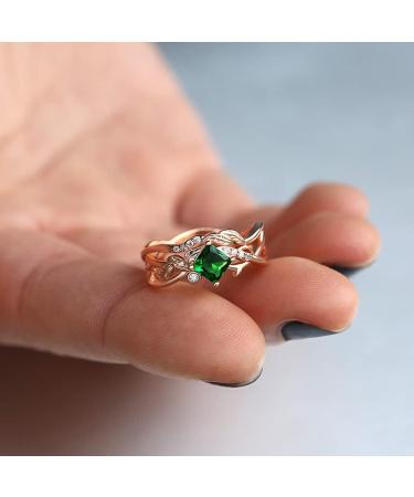 Infinity Art Deco Halo Emerald CZ Rose Gold Promise Ring - Size 6 - Buy Online on GoSupps.com