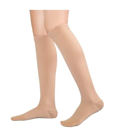 TOFLY Medical Compression Stockings 20-30 mmHg Knee High Compression Socks XL 20-30mmhg Closed-toe Beige