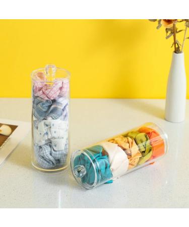 2-Piece SCRunchie Holder & Acrylic Hair Ties Organizer | Cotton Pads & Swab Canister for Bathroom | Clear Makeup Supply Storage - Buy Online on GoSupps.com