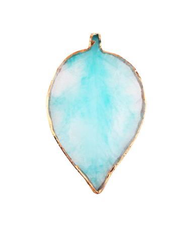 BIUDECO Color Display Plate for Nails Blue Leaf Shaped Resin Manicure Palette with Gold Edge for Color Mixing Photo Props Easy to Clean Lightweight 95*8*1cm Blue