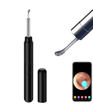BA1 Ear Wax Removal Tool with Camera Ear Cleaner with Light and 1080P Wireless Ear Otoscope Earwax Removal Kit with 12 Silicone Ear Set Ear Cleaner Compatible with iPad Android Phone BA1(black)