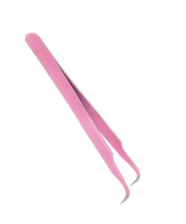 Gaweb Tweezers  Stainless Steel False Eyelashes Home Tool Bend Straight Lashes Applicator Clip - Pink Bend Bend Pink