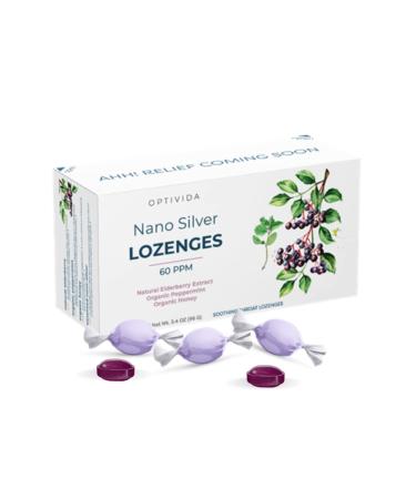 Optivida Health Natural Colloidal Silver Lozenges 60PPM Elderberry W/Vitamins  Sore Throat  Coughs  Supports Immune System  Fast-Acting Cough Drops  Organic Elderberry W/Zinc (1 Pack) 1 pack elderberry