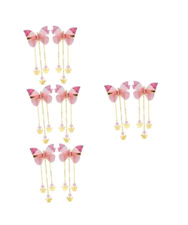 Beavorty 4 Pairs hanfu butterfly headdress metallic hair clips han chinese costume accessories kids hair claw clips for girls hair styling accessories child alloy decorate tassel