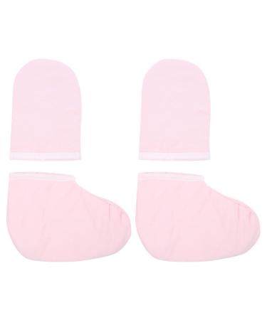 Gants de th rapie la cire de paraffine ensemble de chaussons couvre-pieds et mains isol s doux pour Spa usage domestique en Polyester rose