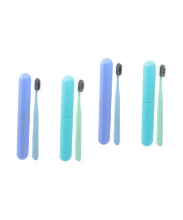 Tovinanna 4 pieces toothbrush set travel toothbrush travel toothbrush container for toothbrush containers for colored toothbrushes gum care toothbrush ultra toothbrush naturally gift