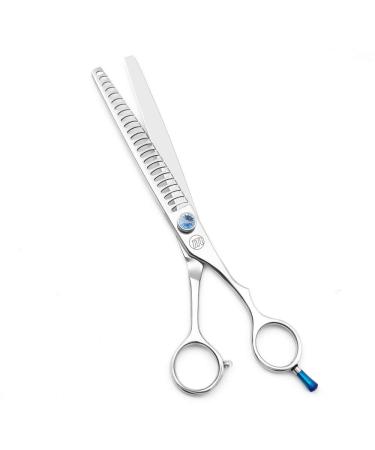 MOONTAY JP-440C fur scissors for dogs straight bent for thinning out blending cutting and trimming stainless steel silver colors (19.1 cm (24 teeth)) 19 cm (24 teeth)