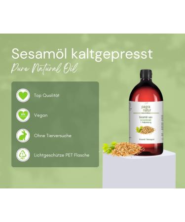 Pagra Natur Sesame Oil Virgin - 1L 1st Cold Pressed Massage Oil for Health & Wellness | International Shipping - Buy Online on GoSupps.com