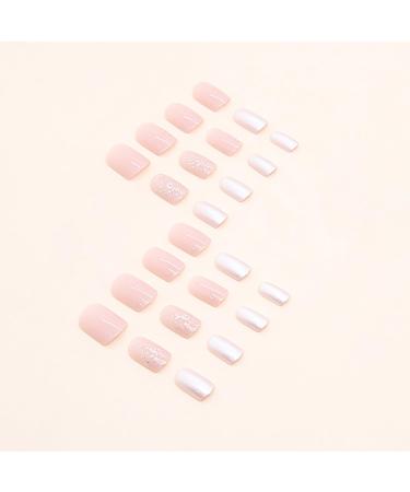 Short Press on Nails Kit - Almond Acrylic Fake Nails with Glue Floral Glitter Design - 24Pcs Pink Flower Nail Art for Fall - Buy Online on GoSupps.com