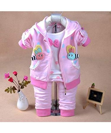 Yao Baby Girls 3 Piece Set - T Shirt, Vest, and Pants | Pink | 12-18 Months - Buy Online on GoSupps.com