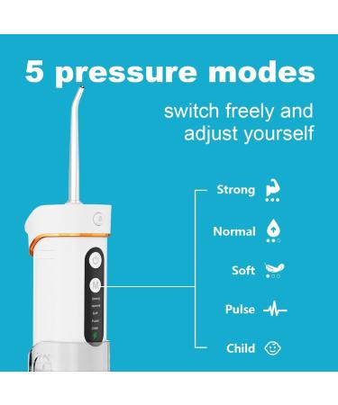 Frohsun Retractable Water Dental Flosser - 5 Pressure Modes, 6 Tips, Cordless & Rechargeable - IPX7 Waterproof - Low Noise - for Dental & Oral Health - Kids & Adults - Home & Travel - White - Buy Online on GoSupps.com