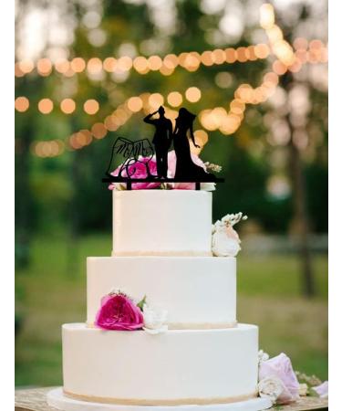 Funny Military Wedding Cake Topper Officer Uniform Soldier Groom & Bride Cake Topper Black Silhouette Mr and Mrs Cake Topper - Buy Online on GoSupps.com