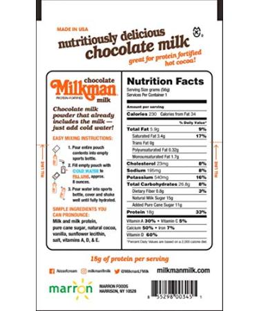Milkman Chocolate Milk Powder with 18g Protein - 2 Packets, 2 oz each - Buy Online on GoSupps.com