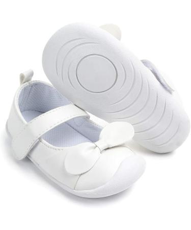 LACOFIA Baby Girls Mary Jane Flats - Infant Anti-Slip First Walking Shoes - Size 3 UK Child - White - Buy Online on GoSupps.com