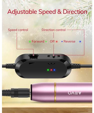 Aevo Portable Electric Nail Cutter Set | Professional Compact USB Nail File for Home Manicure & Pedicure | 11 Attachments for Acrylic Gel & Callus Care - Buy Online on GoSupps.com