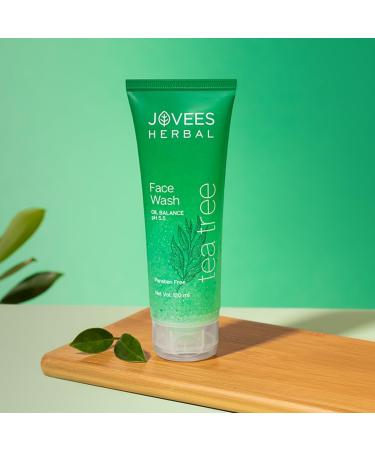 Jovees Herbal Tea Tree Oil Control Face Wash for Oily & Sensitive Skin | Paraben & Alcohol-Free Controls Oil Prevents Breakouts Remove Dead | Gentle Cleanser For All Skin Types - 120ml - Buy Online on GoSupps.com